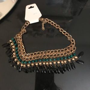Black gold and green necklace